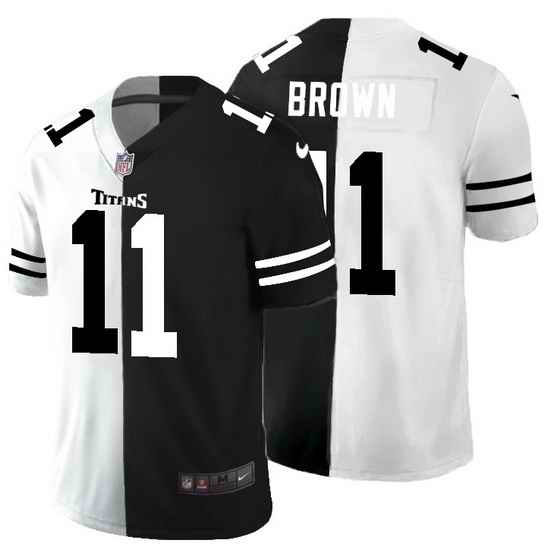 Tennessee Titans 11 A J  Brown Men Black V White Peace Split Nike Vapor Untouchable Limited NFL Jersey